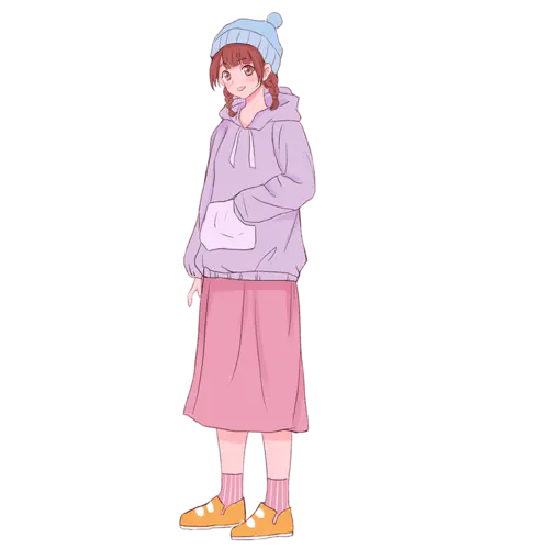手绘人物插画贴纸-女孩