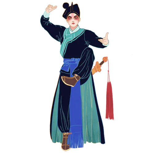 【PNG素材网-png.mixinnet.cn】手绘-京剧人物插画贴纸-生角2