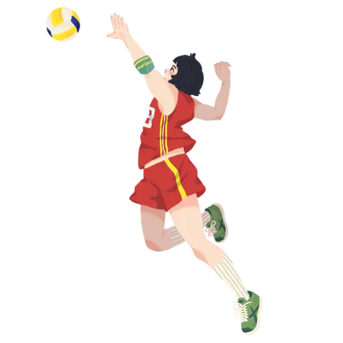 【PNG素材网-png.mixinnet.cn】手绘-排球女运动员元素