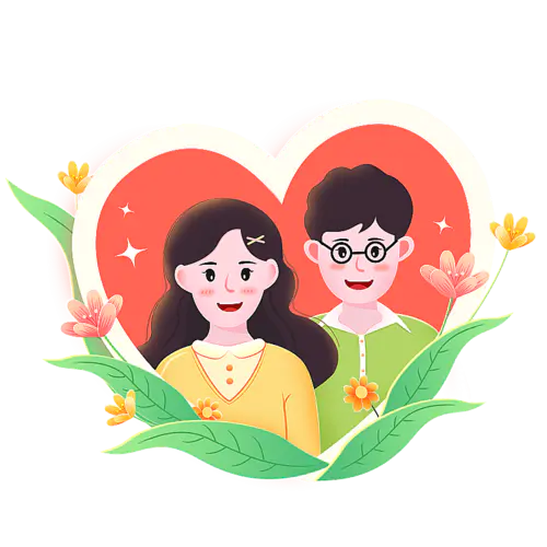 卡通感情人节情侣元素贴纸