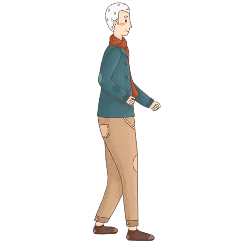 手绘-老人元素人物插画8