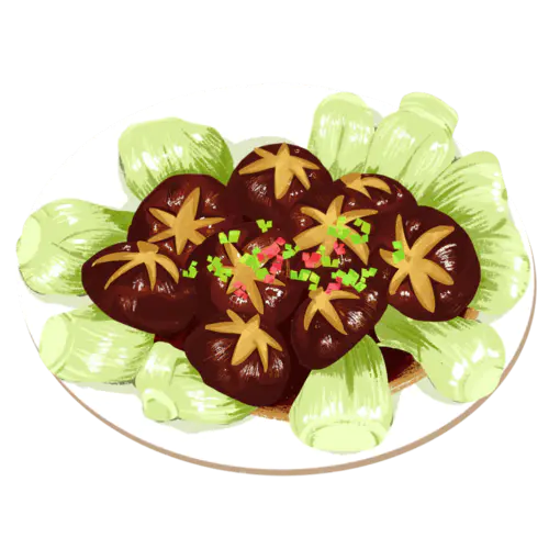 手绘年夜饭菜品贴纸-香菇