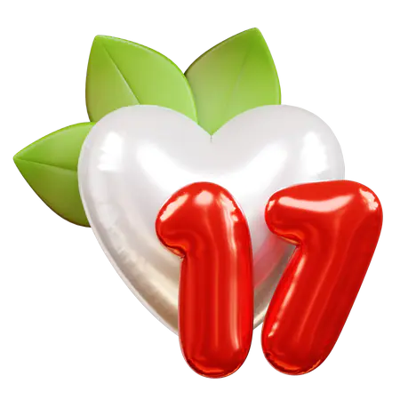 【PNG素材网-png.mixinnet.cn】白色的心和17号