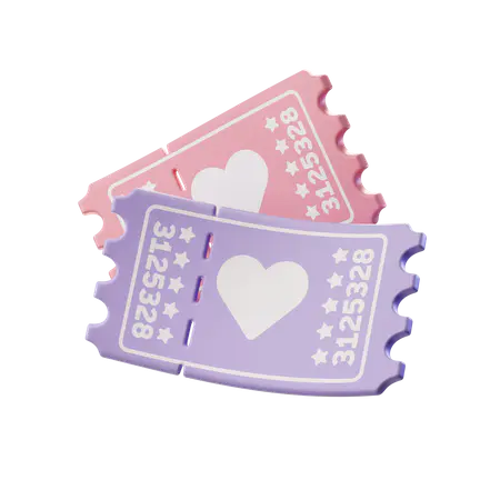【PNG素材网-png.mixinnet.cn】Valentine movie Tickets 3D Illustration