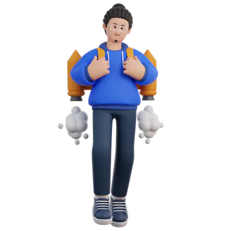 【PNG素材网-png.mixinnet.cn】男子用火箭飞行
