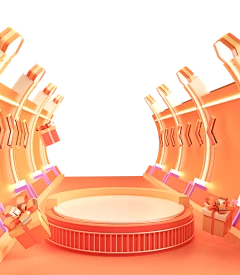 【PNG素材网-png.mixinnet.cn】c4d/大促背景/立体/橙色
