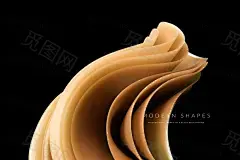 高质量极简主义现代抽象波浪形状背景素材 Modern Wavy Shapes On A Black Background :  