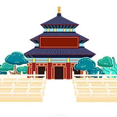 【PNG素材网-png.mixinnet.cn】国潮建筑插画PNG