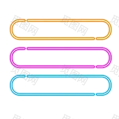 电商炫酷边框霓虹灯风格促销图标装饰图案png元素