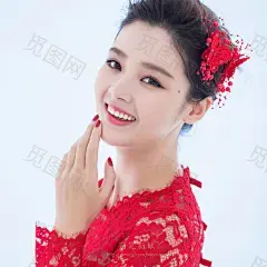 [爱喵网]嫣然。红色蕾丝蝴蝶结发夹结婚礼服配饰 www.imior.com #婚礼##新娘##饰品##配饰#