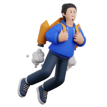 【PNG素材网-png.mixinnet.cn】男子用火箭飞行