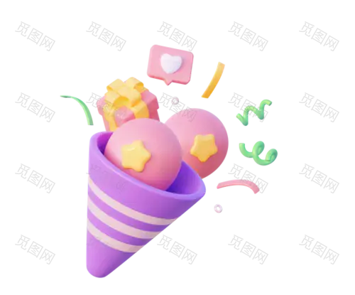 Party Popper 3D Illustration