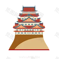 国潮建筑插画PNG