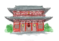 古风建筑插画PNG