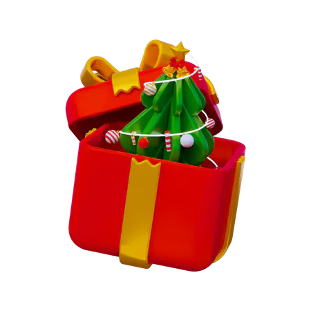 【PNG素材网-png.mixinnet.cn】带树的圣诞礼物