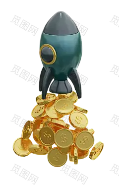 金色3d奖杯火箭金币Blend源文件免抠_PNG：