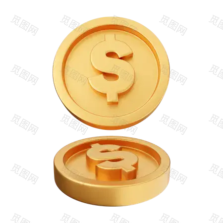 Dollar Coin 3D Illustration金钱硬币png素材