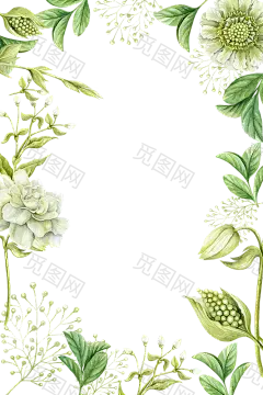 手绘小清新花花草草花卉边框