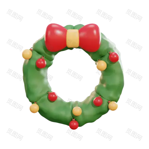 Wreath - 20款3D矢量圣诞节插画图标素材下载 Christmas - 3D Icon Premium Pack .blender .psd .figma