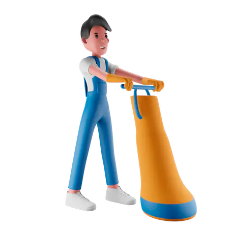 【PNG素材网-png.mixinnet.cn】清理灰尘的男孩