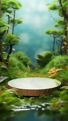 花瓣素材_通用电商促销户外绿植场景3D立体C4D场景背景图片素材