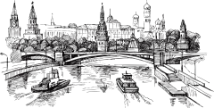 【PNG素材网-png.mixinnet.cn】城市船码头海边线稿鼠绘透明免扣素材png@两秒视觉