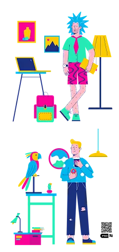 【PNG素材网-png.mixinnet.cn】卡通简笔画人物带场景Figma素材：02