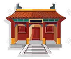 国潮建筑插画PNG