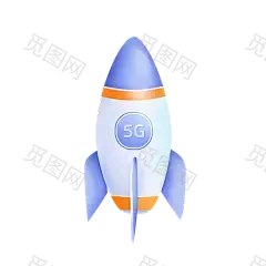 轻拟物icon图标火箭5G科技png素材