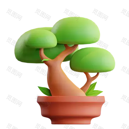 Bonsai 3D Illustration