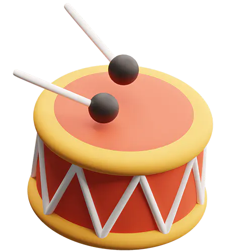 【PNG素材网-png.mixinnet.cn】鼓 3D卡通图标 PNG免抠图