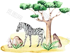 稀有热带动植物剪贴图插画素材Savanna animal &amp; Tropical clipart