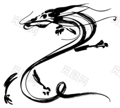 水墨龙国画飞龙中国龙纹中国风免抠png元素素材，【查看来源浏览大图】1597*1432像素