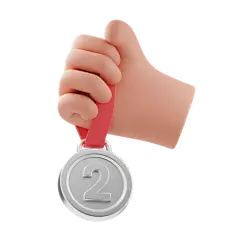 Holding silver medal 3D Illustration