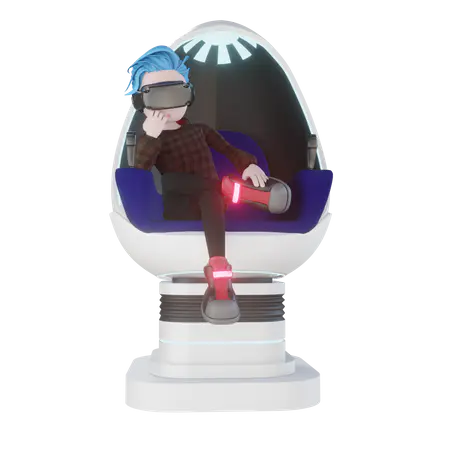 【PNG素材网-png.mixinnet.cn】坐在虚拟游戏盒中的人