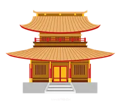 国潮建筑插画PNG