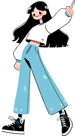 【PNG素材网-png.mixinnet.cn】潮流描边人物-跳舞的女生