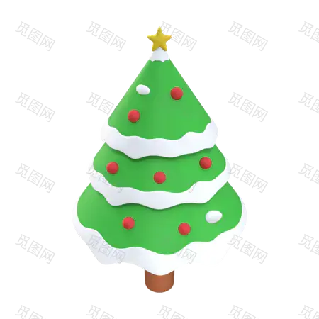 Christmas Snow Tree 3D Illustration