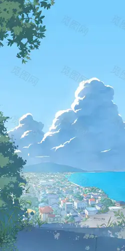 「壁纸」唯美宁静的海边小镇插画合集-今日头条海边风景