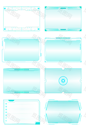 科技边框机械几何图案UI元素模块控件素材纹样边框