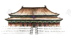 国潮建筑插画PNG