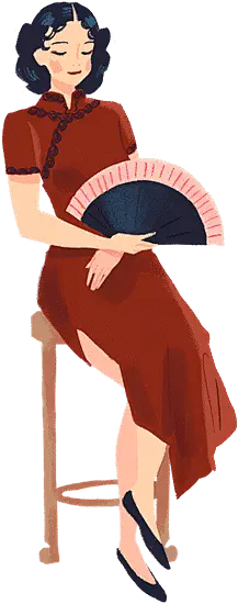 【PNG素材网-png.mixinnet.cn】Lady in Maroon Cheongsam