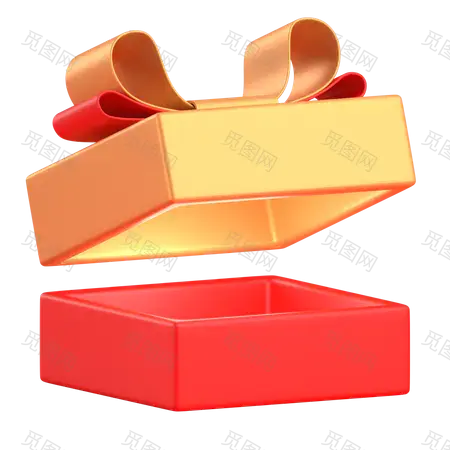 Opened gift box 3D Illustration