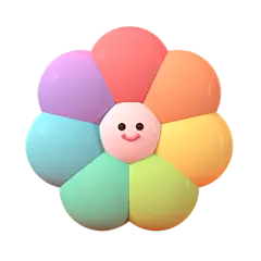 【PNG素材网-png.mixinnet.cn】3D立体彩虹花