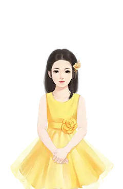 【PNG素材网-png.mixinnet.cn】少女-黄色连衣裙_540