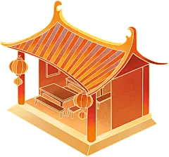 【PNG素材网-png.mixinnet.cn】元旦节国潮插画-茶馆