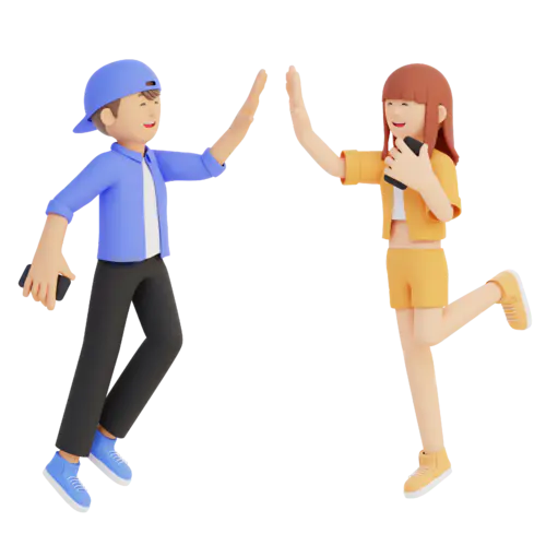【PNG素材网-png.mixinnet.cn】High Five!卡通立体人物PNG元素