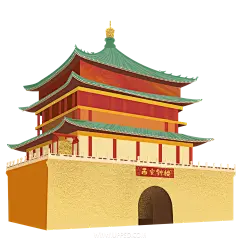 【PNG素材网-png.mixinnet.cn】国潮建筑插画PNG