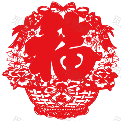 中国古典传统元素 剪纸 窗花 png