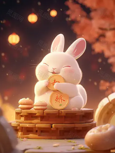 NJ_Cute_White_rabbit_holding_mooncake_mooncake_Chinese_e5904531-01fd-4593-a8dc-5ea603775776